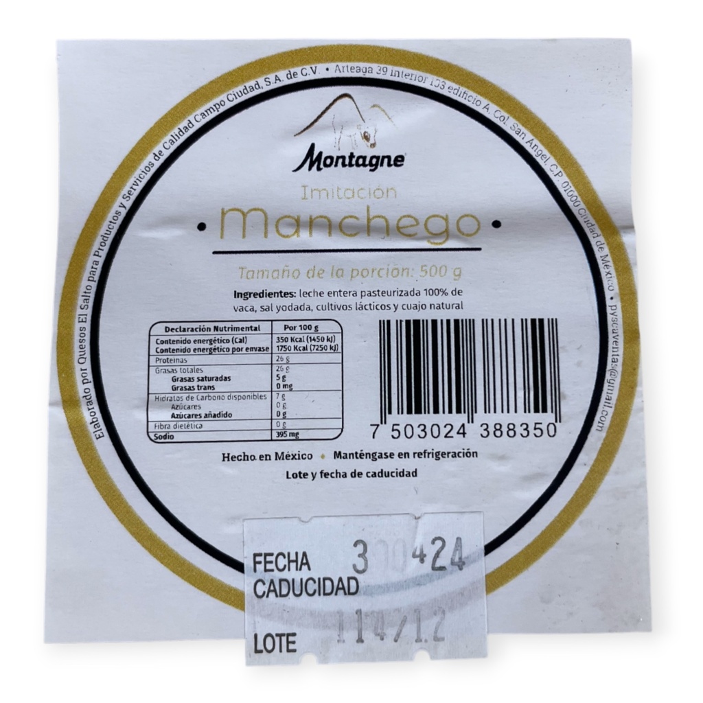 Queso manchego 500gr MONTAGNE