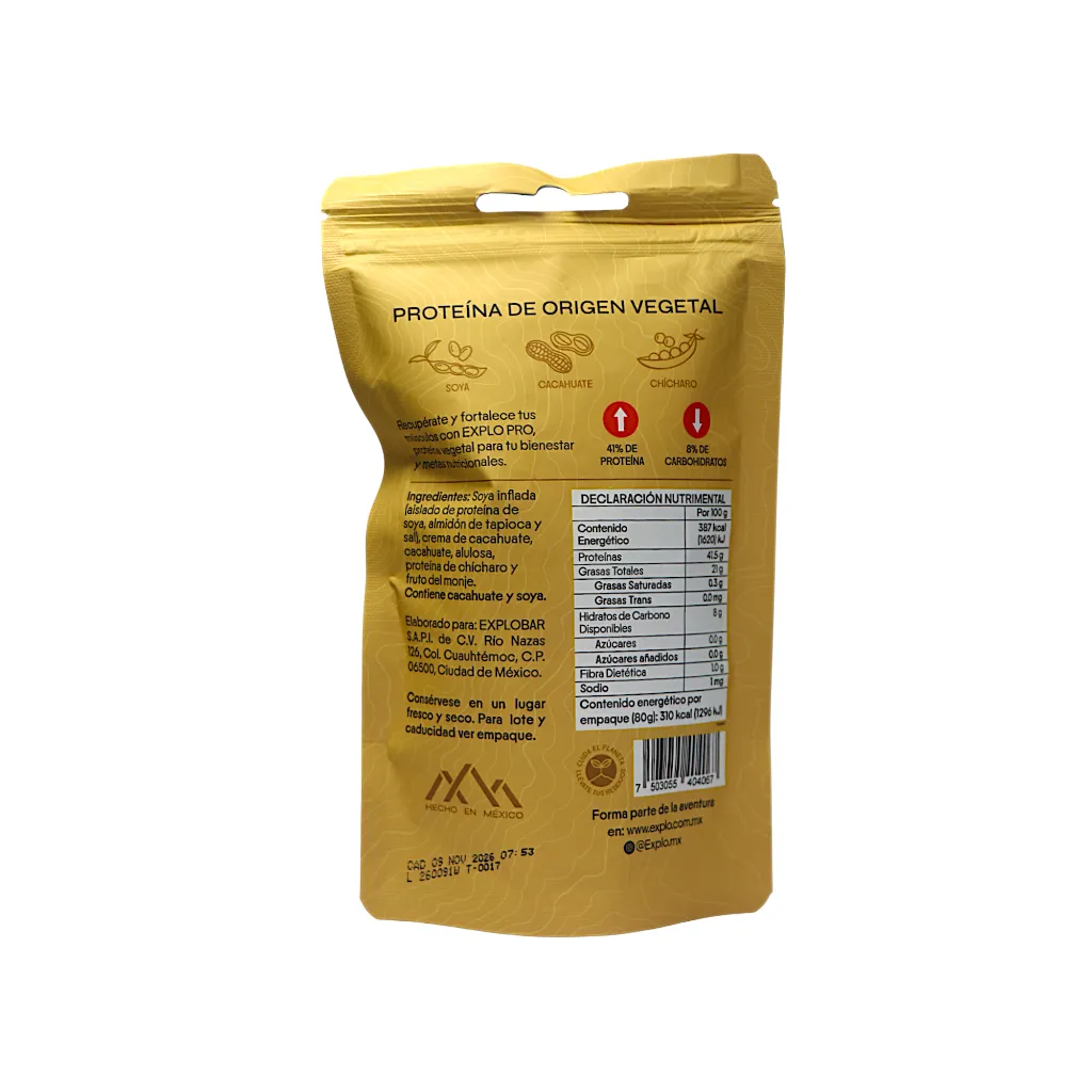 Bites de proteína de chícharo y soya sabor cacahuate 80gr EXPLO PRO ...