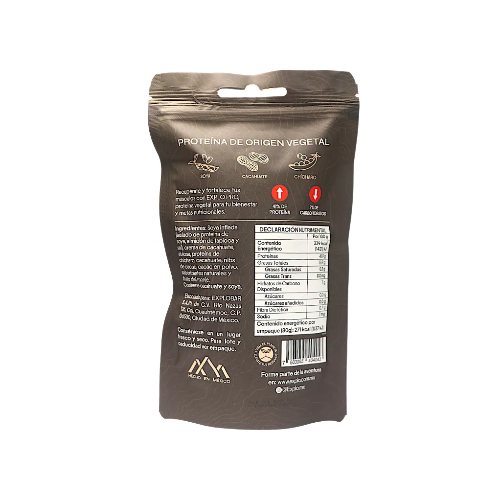 Bites de proteína de chícharo y soya sabor chocolate 80gr EXPLO PRO ...