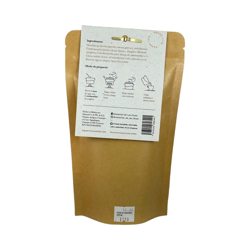 Mezcla de menta y jengibre deshidratados 50gr MANANTIAL DE LAS FLORES
