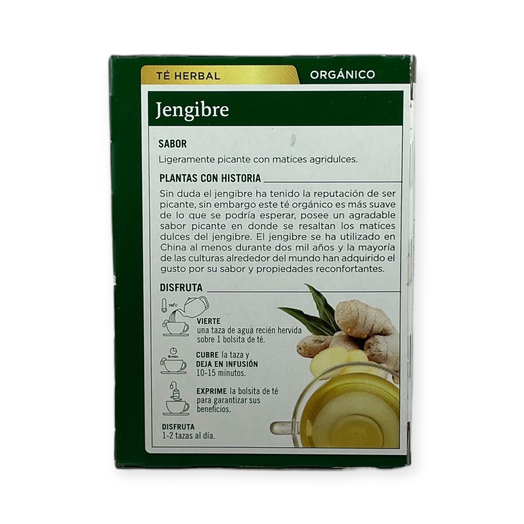 -Té orgánico de jengibre (16 sobres) 24gr TRADITIONAL MEDICINALS