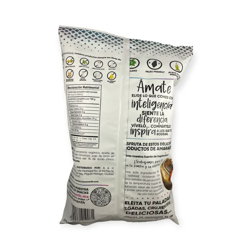 Amaranth chips sabor chipotle con sal del Himalaya 100gr IAMARANTH