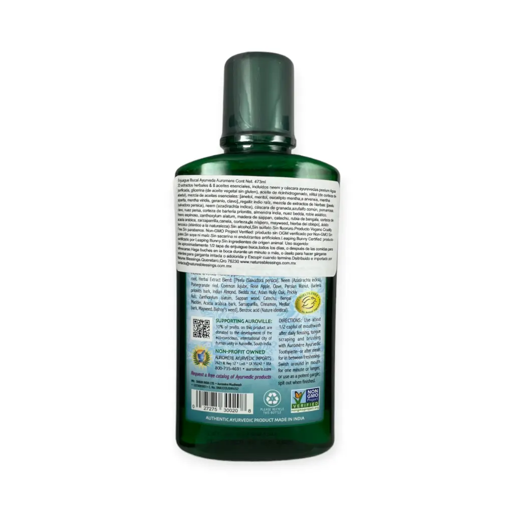 Enjuague bucal con 23 hierbas, neem y peelu AUROMERE