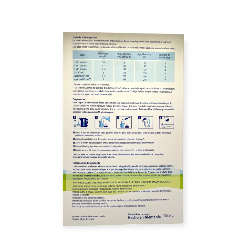 Fórmula para bebé de 0-12 meses 600gr HIPP