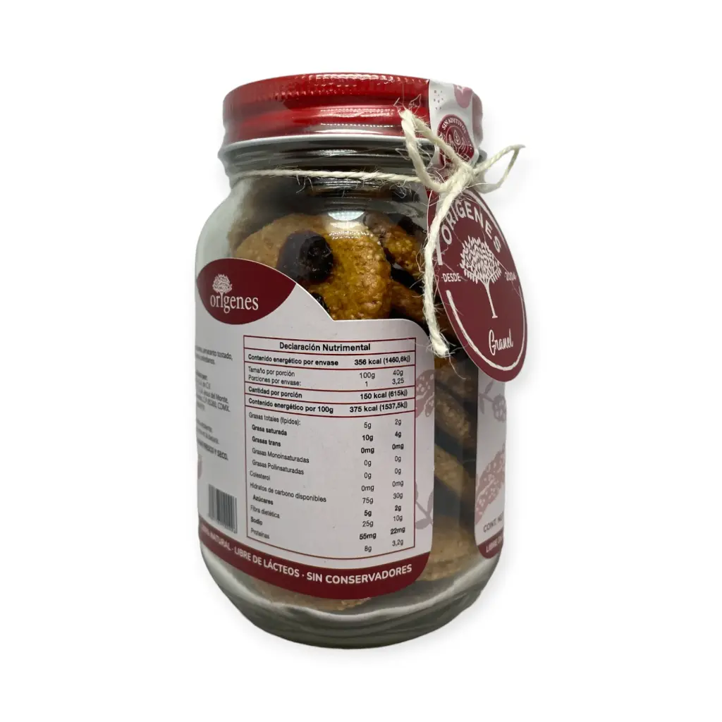 Tarro masón con galletas de amaranto sabor arándano 130gr ORIGENES