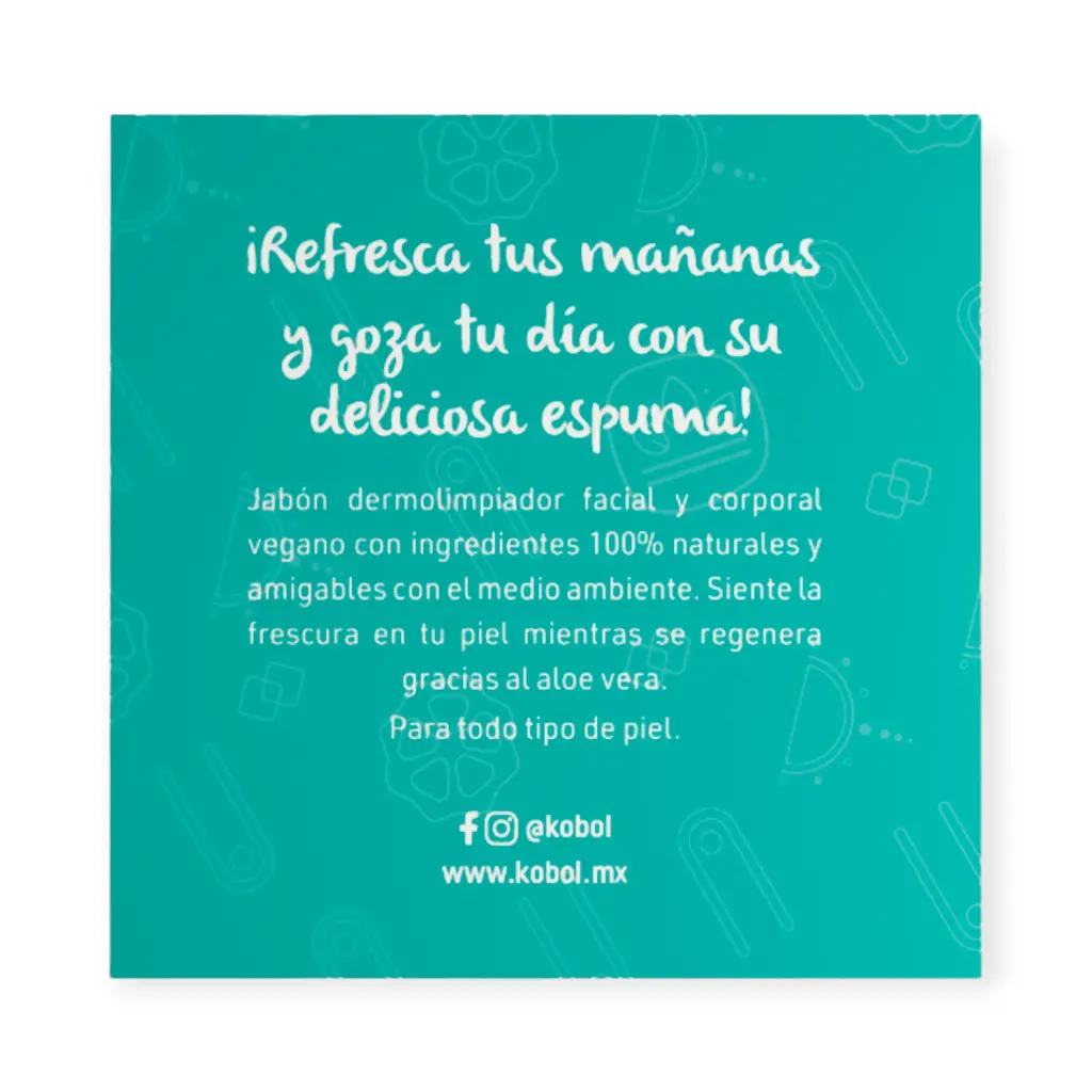 Jabón dermolimpiador vegano de aloe vera (refreshing + energy) 125gr KOBOL