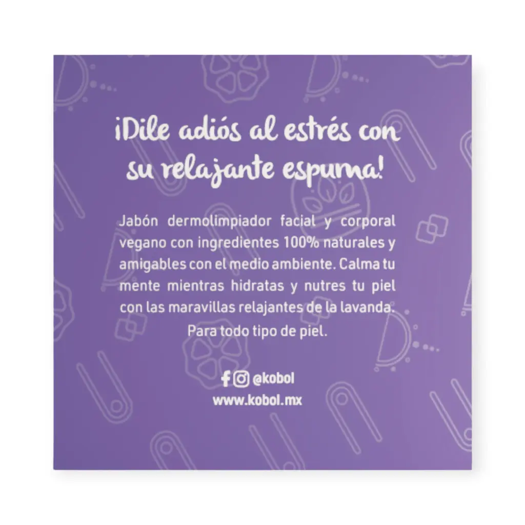 Jabón dermolimpiador vegano de lavanda (calm + peace) 125gr KOBOL