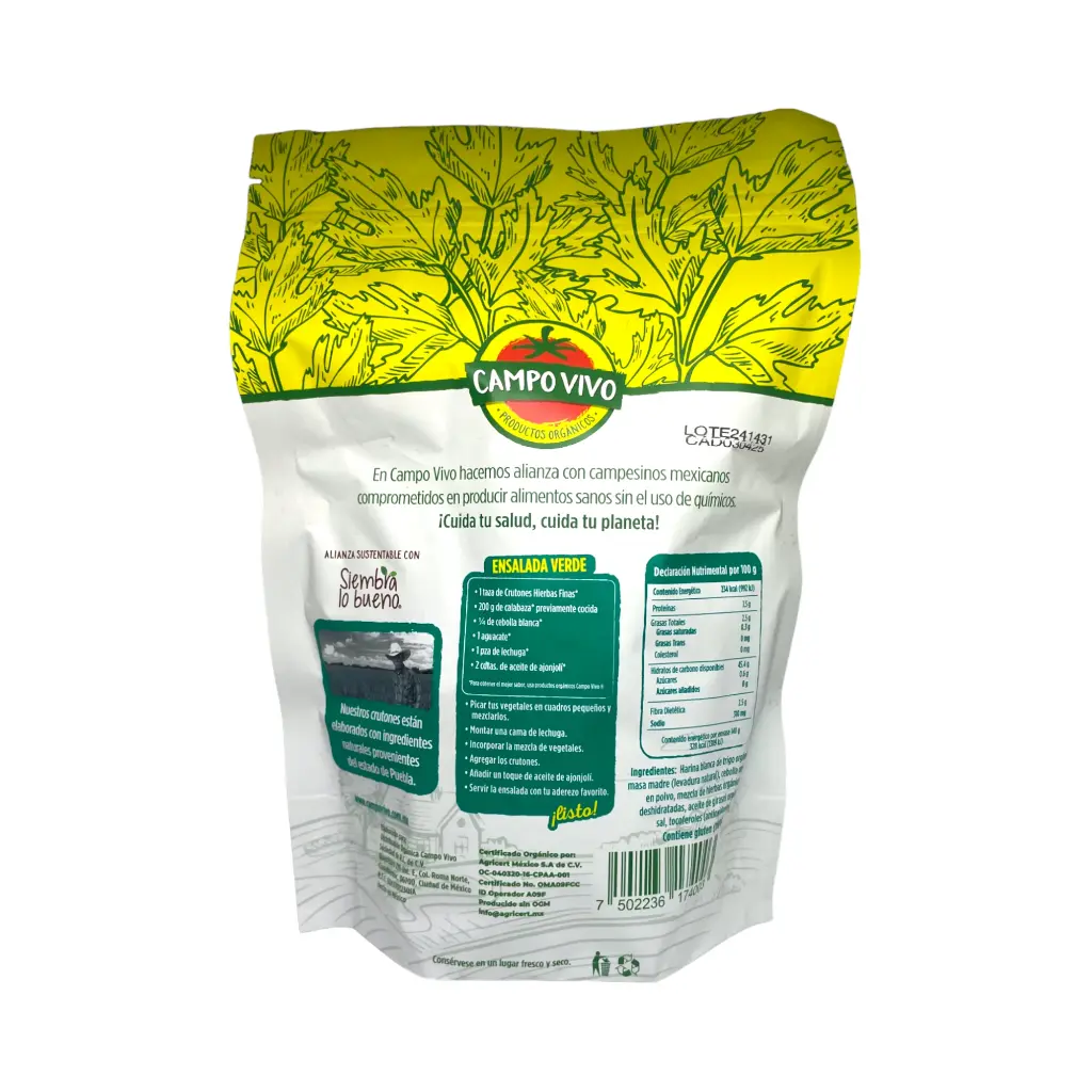 Crutones con hierbas finas 140gr CAMPO VIVO