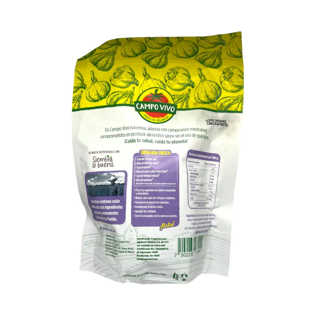 Crutones con ajo 140gr CAMPO VIVO