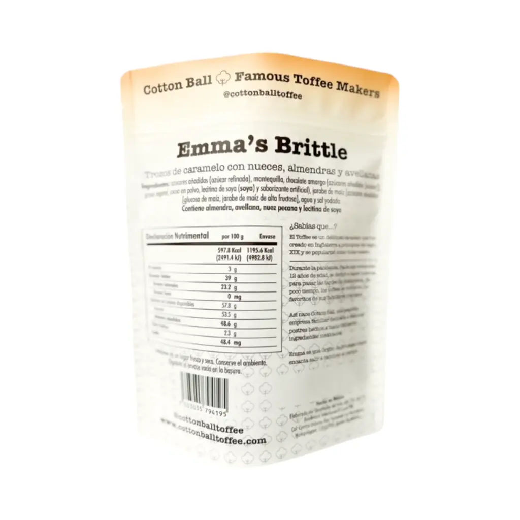 Emma's Brittle, caramelo en trozos con avellanas, almendras y nueces 200gr COTTON BALL