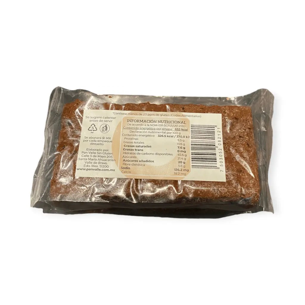 Mini panqué sin gluten de cacao con nibs 200gr PAN VALLE