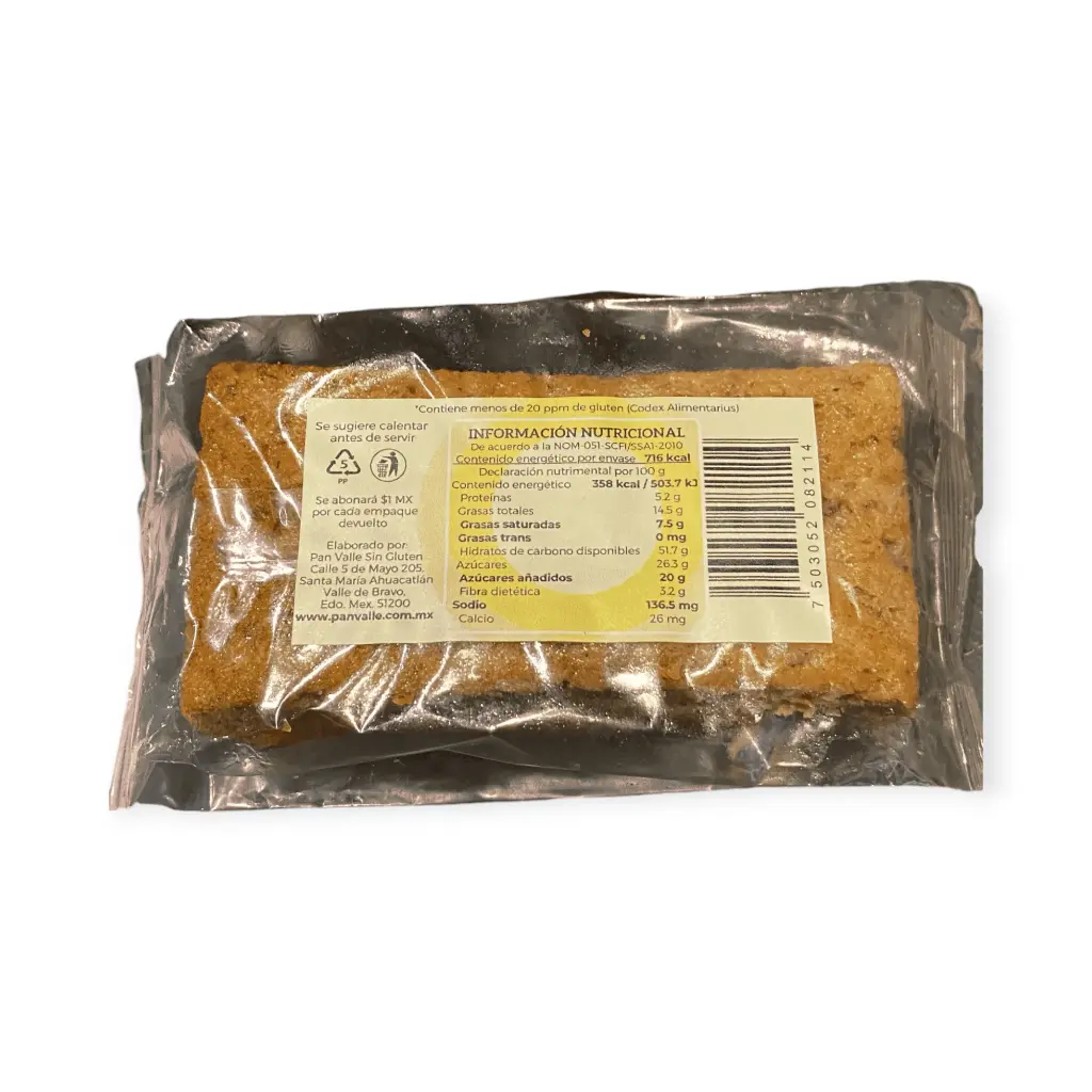 Mini panqué sin gluten de plátano con nuez 200gr PAN VALLE
