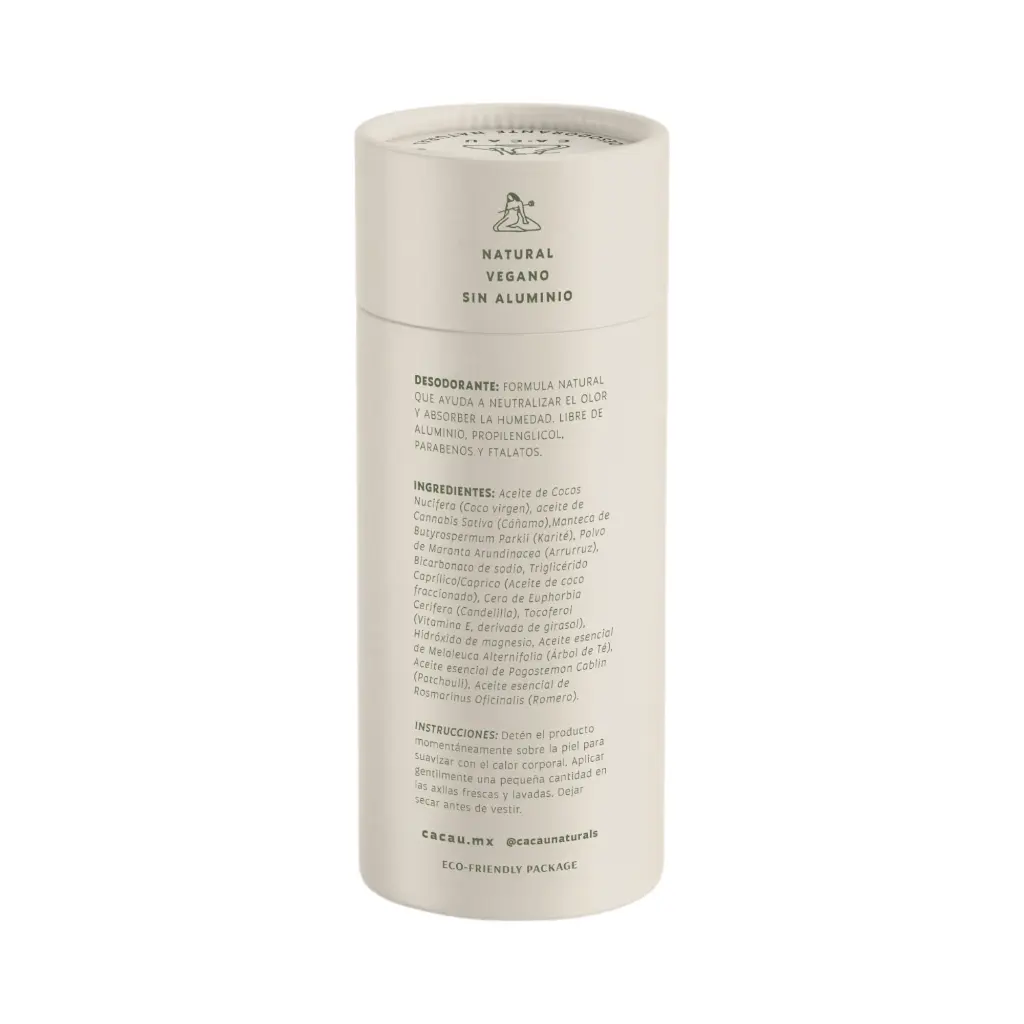 Desodorante natural de patchouli y romero 80gr CACAU NATURALS