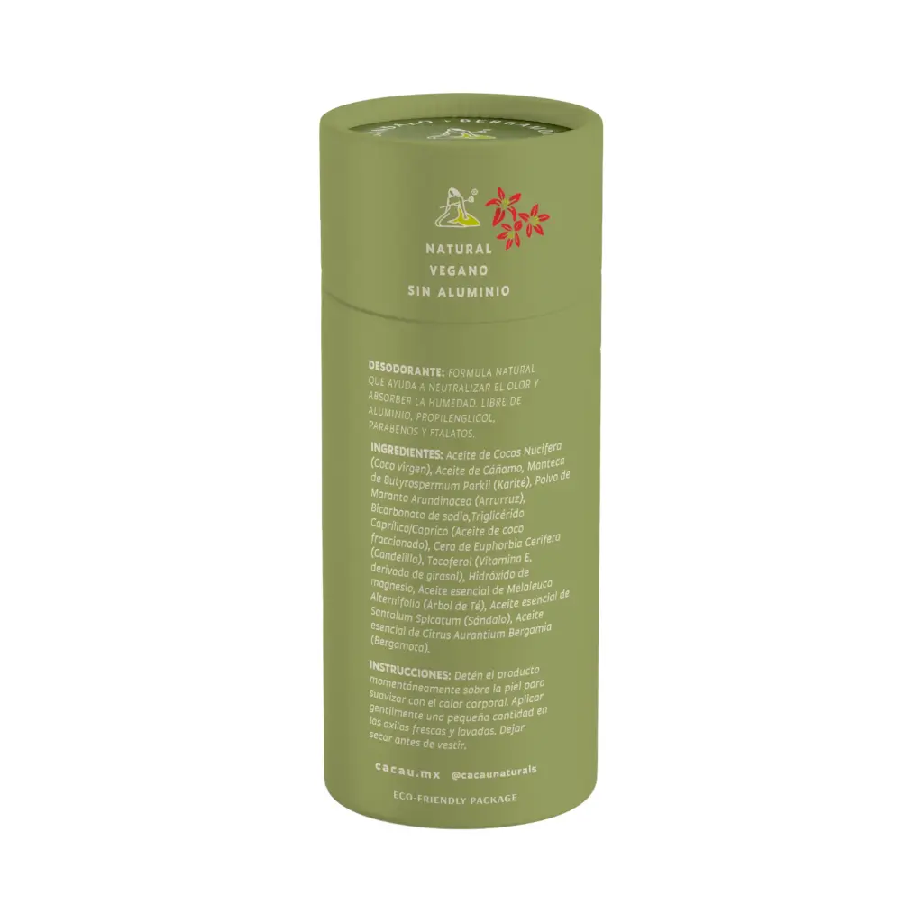 Desodorante natural de sándalo y bergamota 80gr CACAU NATURALS