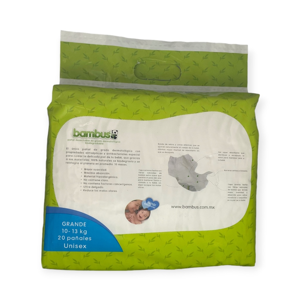 Pañales para bebé grandes desechables biodegradables BAMBUS