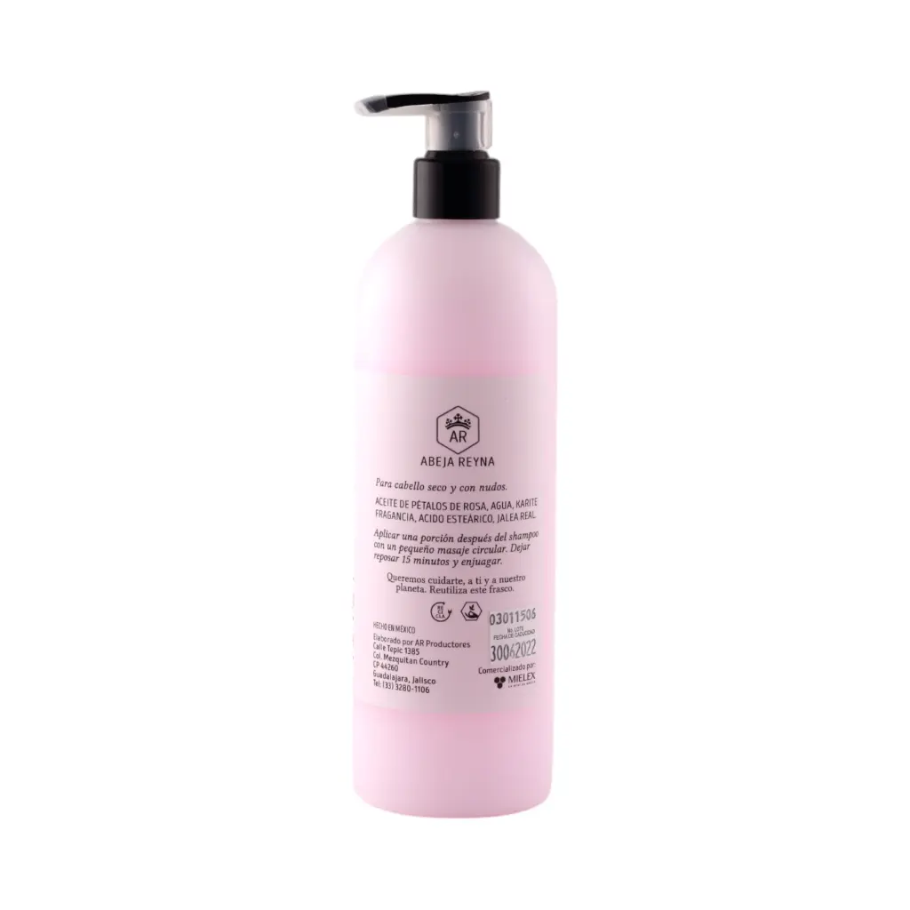 Acondicionador revitalizante con pétalos de rosas, jalea real y miel orgánica 480ml ABEJA REYNA