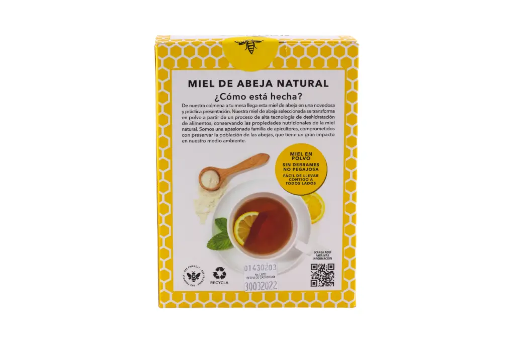Caja con miel en polvo de colmena 100gr ABEJA REYNA