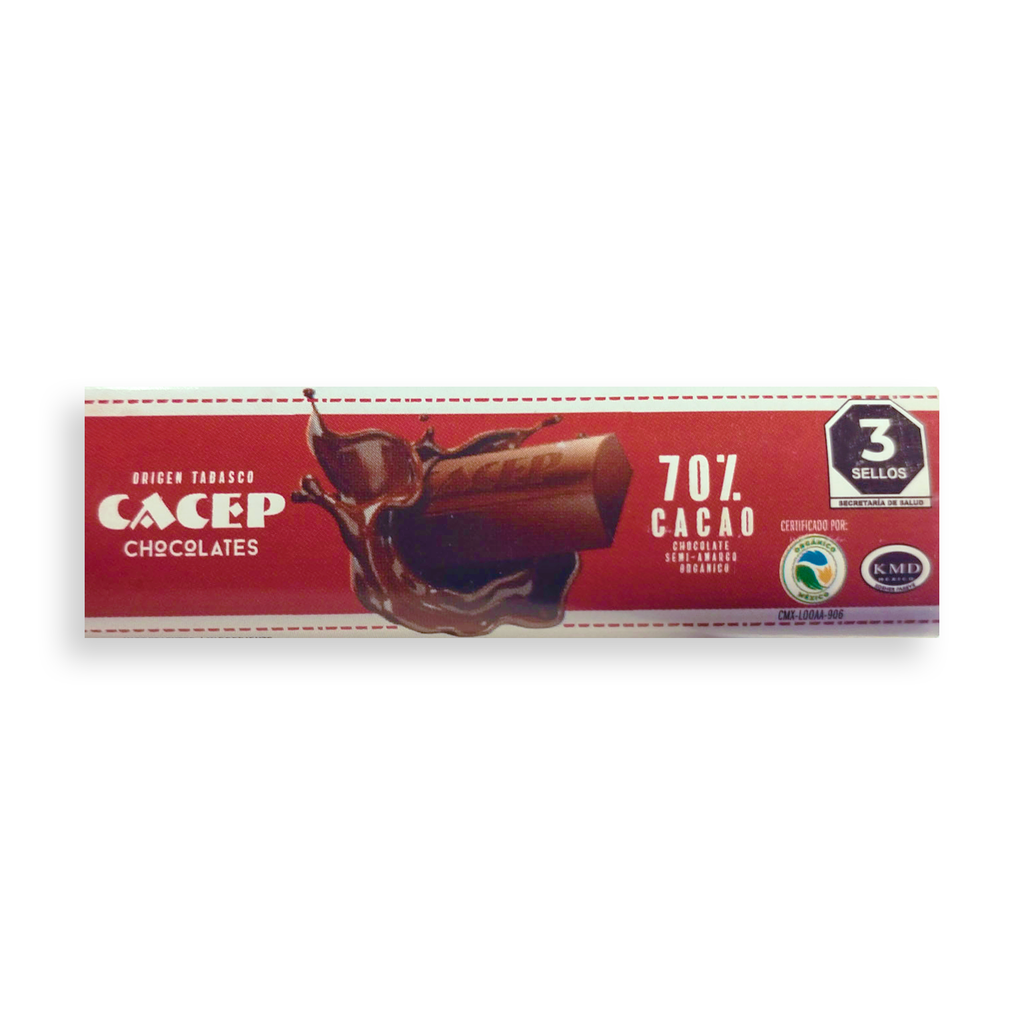Chocolate semiamargo 70% cacao 20gr CACEP