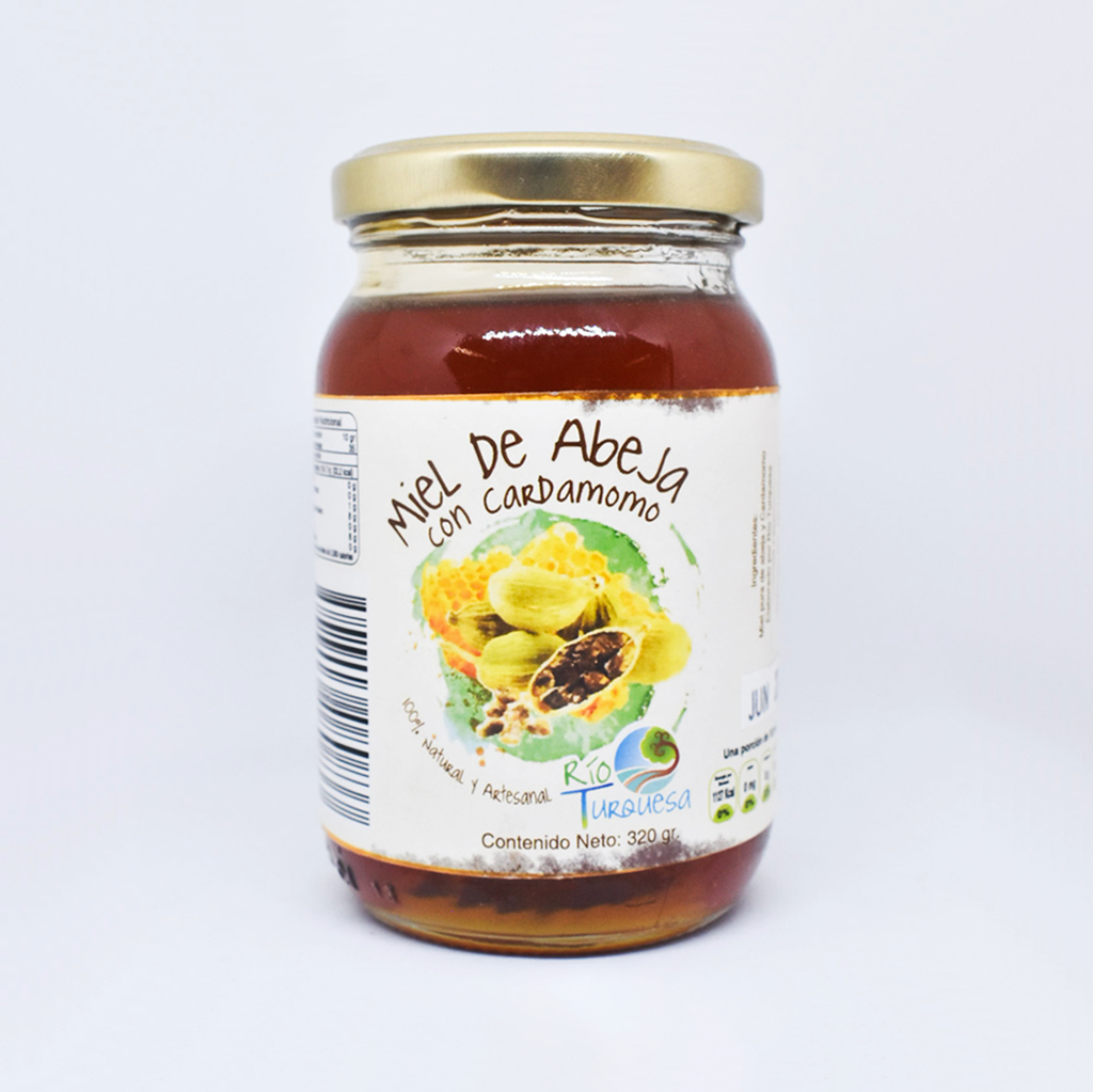 [7508006080833] Miel de abeja con cardamomo 320gr RÍO TURQUESA