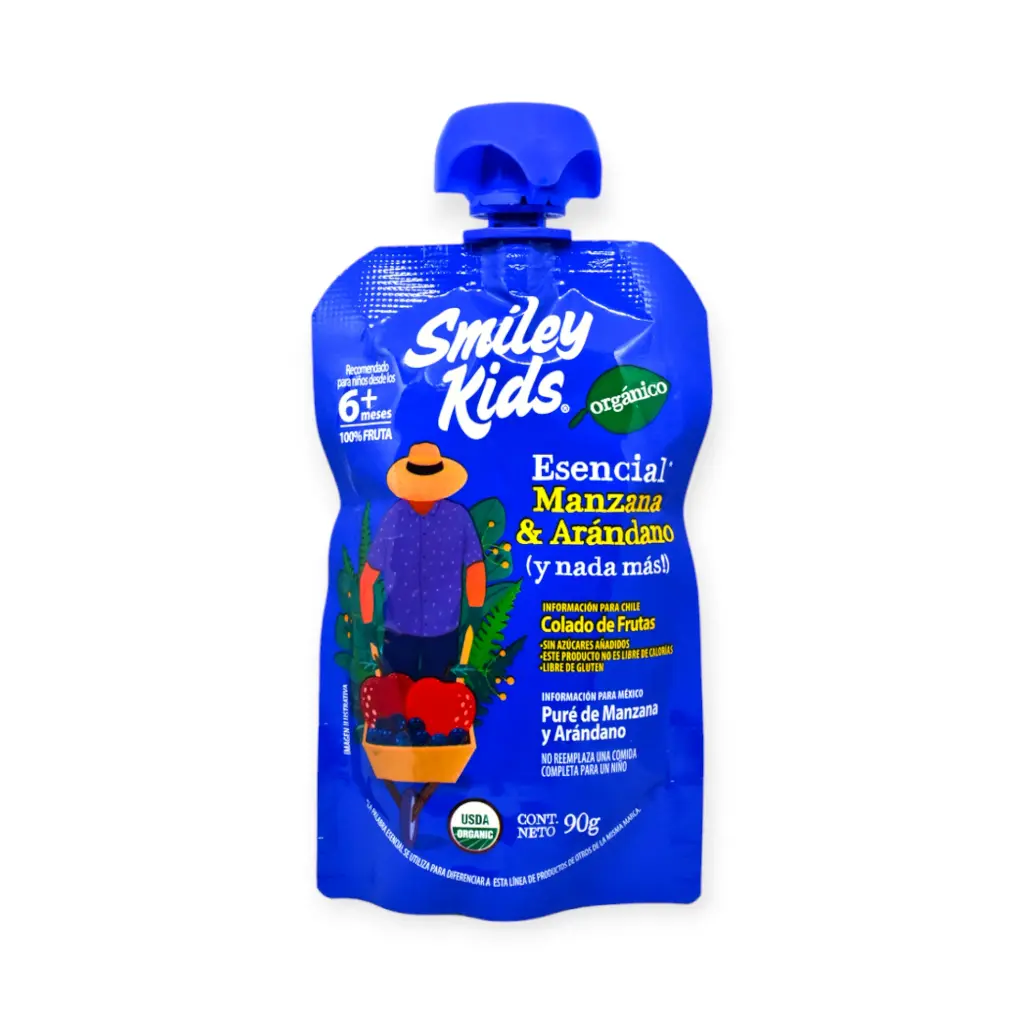 Papilla orgánica de manzana y arándano 90gr SMILEY KIDS