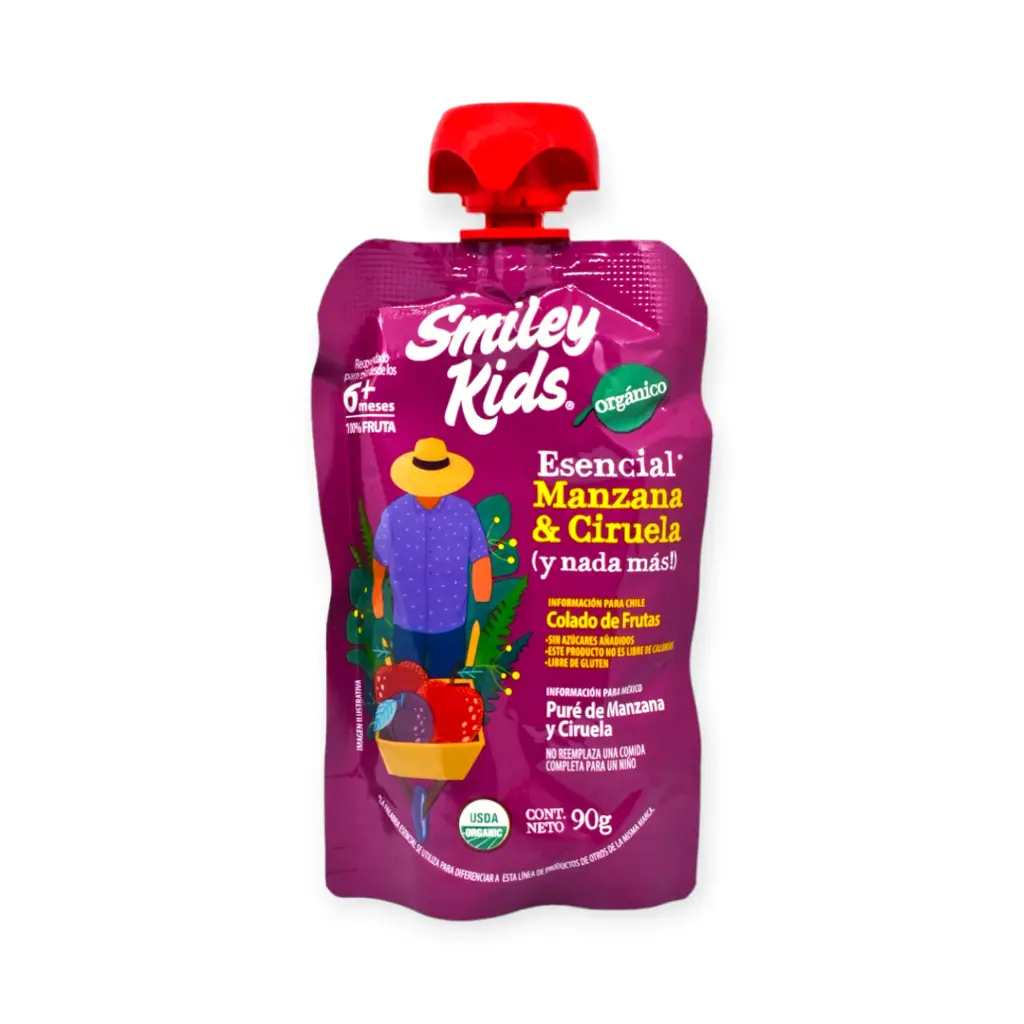 Papilla orgánica de manzana y ciruela 90gr SMILEY KIDS