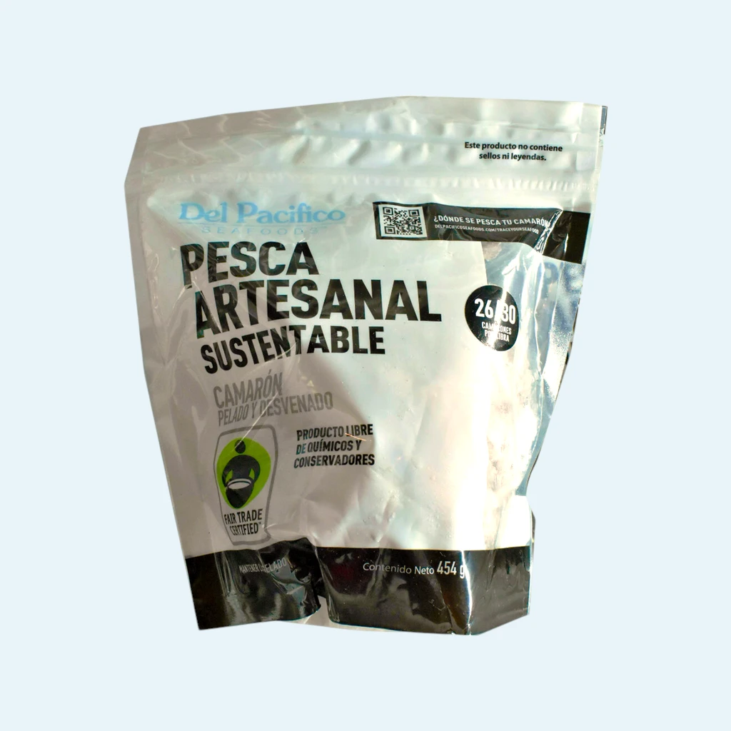 Camarón azul 26/30 pelado y desvenado 454gr DEL PACIFICO