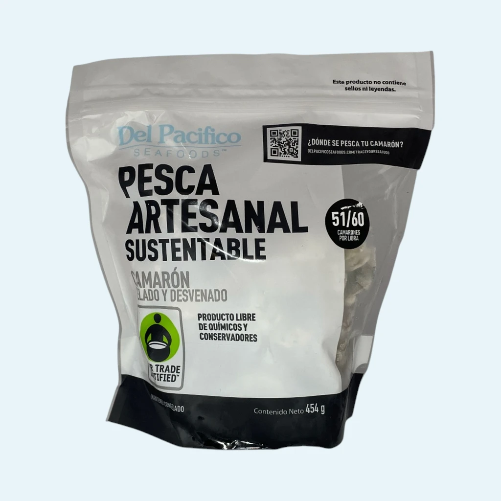 [7503026102220] Camarón azul 51/60 pelado y desvenado 454gr DEL PACIFICO