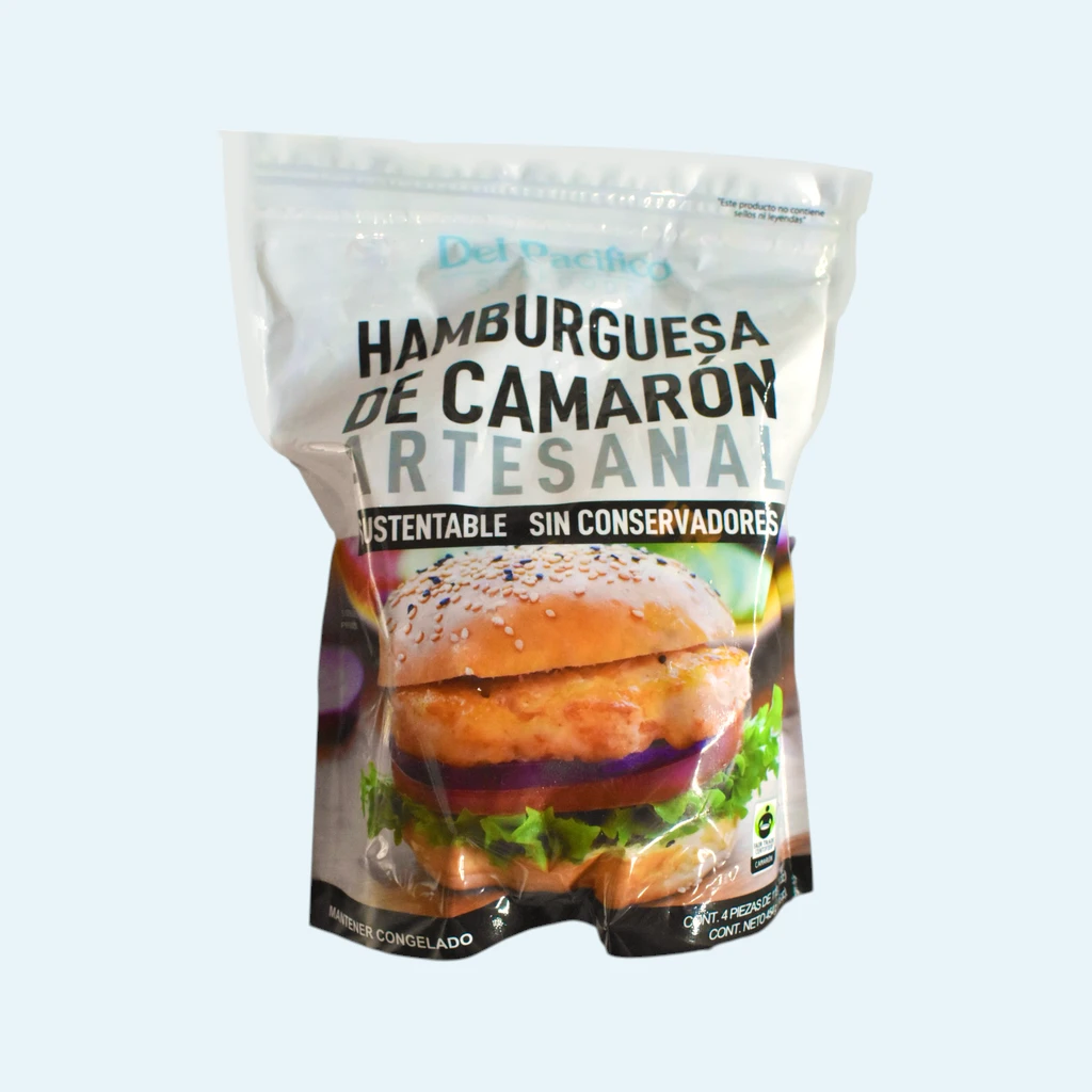 Hamburguesa de camarón azul 4pz 454gr DEL PACIFICO