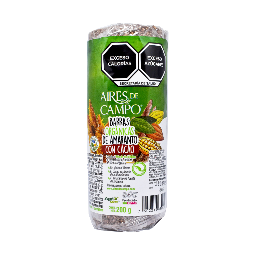 Barras de amaranto con cacao 200gr AIRES DE CAMPO