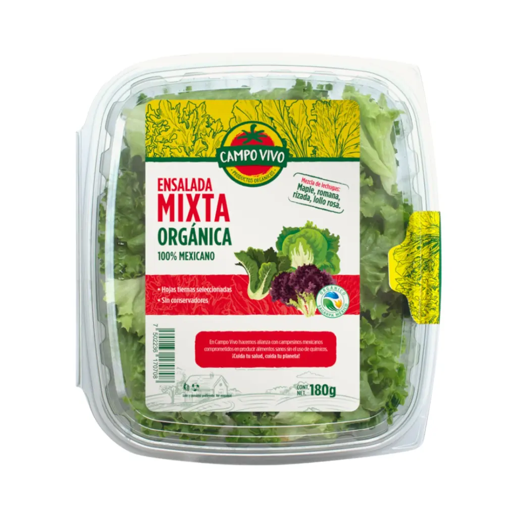 [7502236170708] Ensalada mixta orgánica en domo 180gr CAMPO VIVO