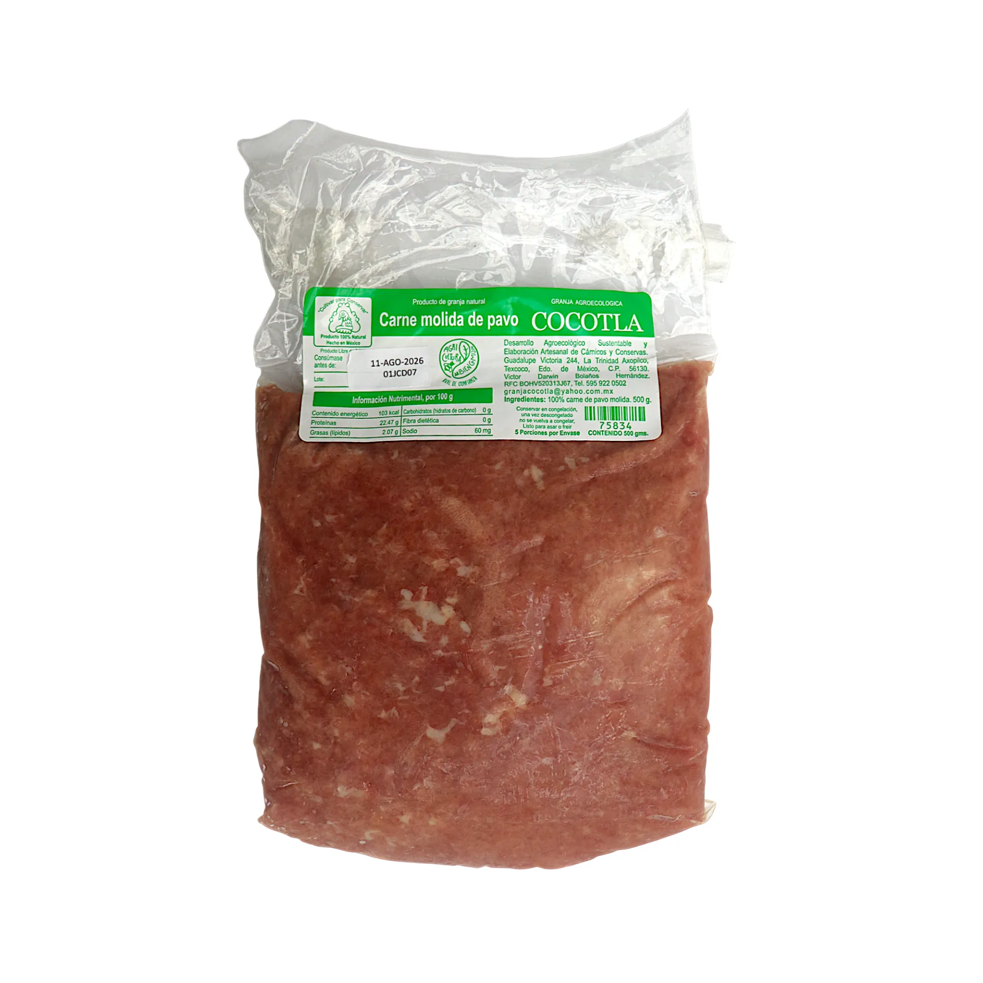 Molida de pavo 500gr COCOTLA