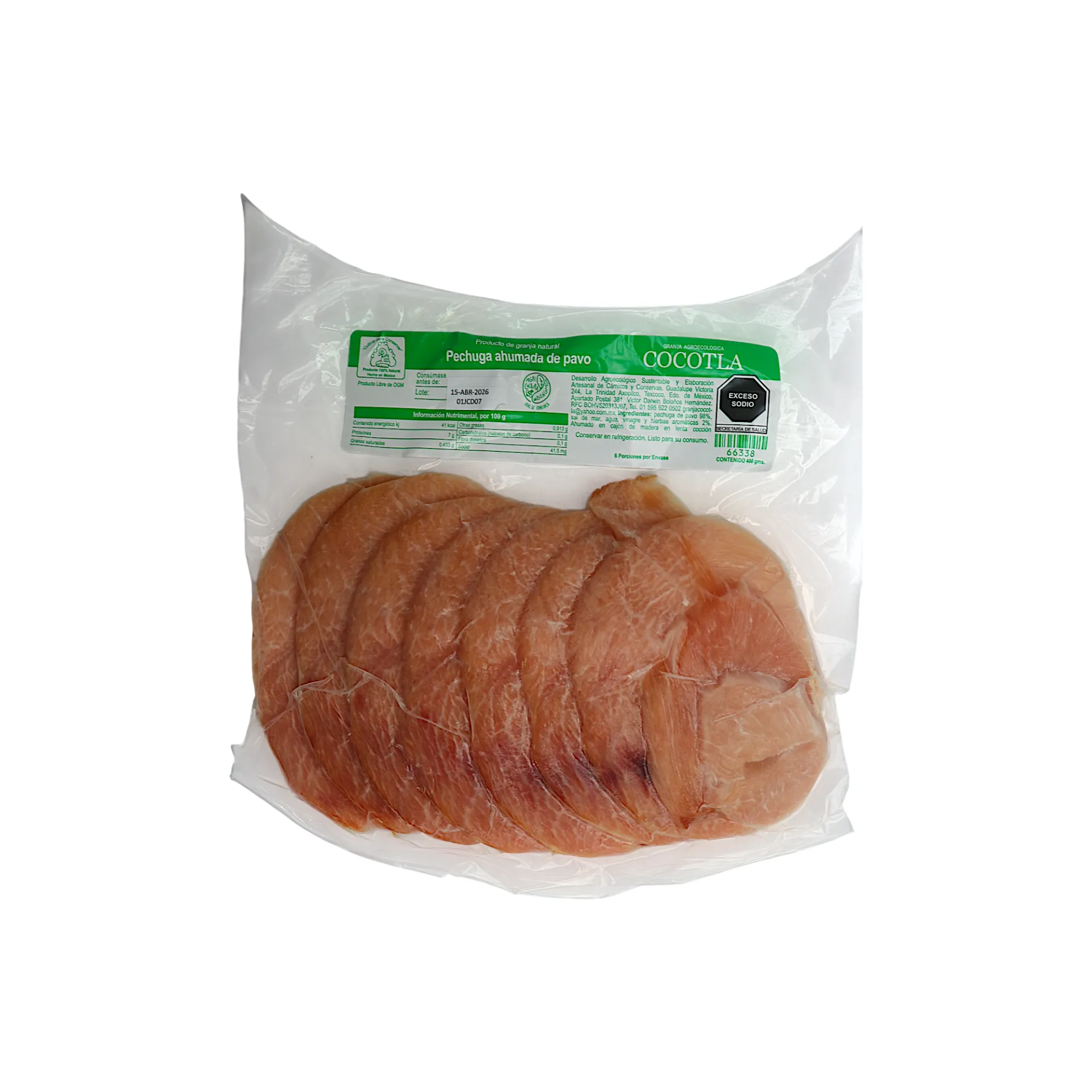 [66338] Pechuga de pavo rebanada ahumada 500gr COCOTLA