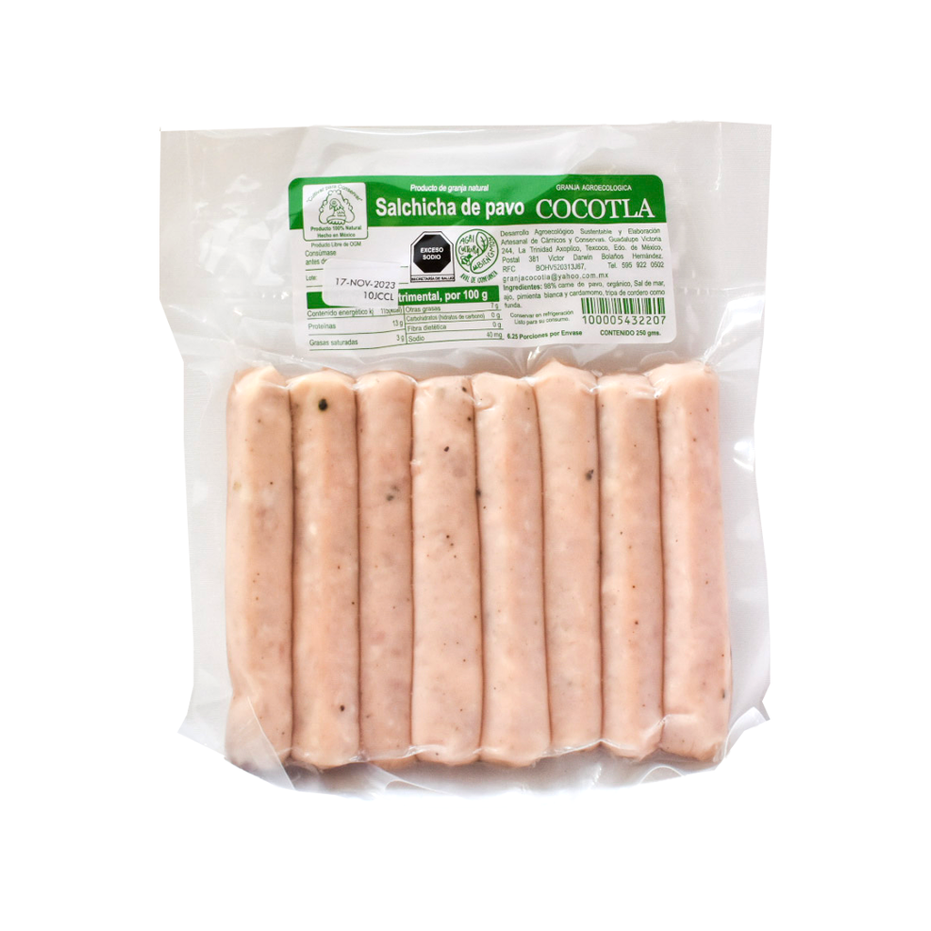Salchicha de pavo 250gr COCOTLA