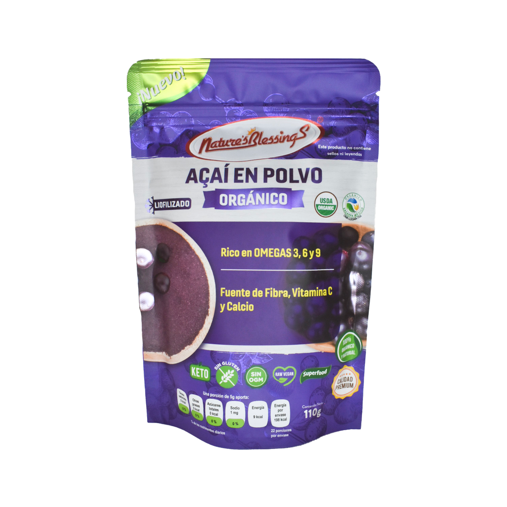 Acaí en polvo liofilizado orgánico 110gr NATURE´S BLESSINGS