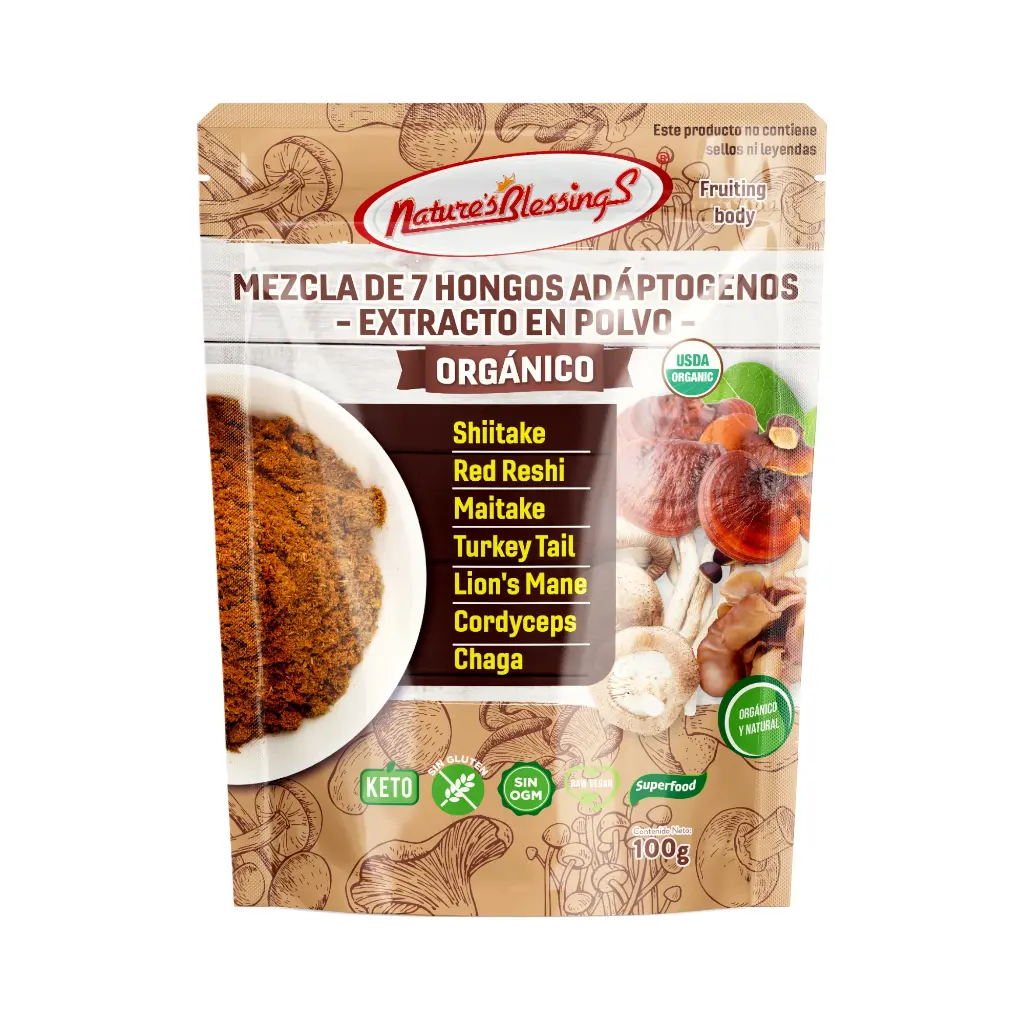 Mezcla de 7 hongos adaptógenos orgánicos 100gr NATURE´S BLESSINGS