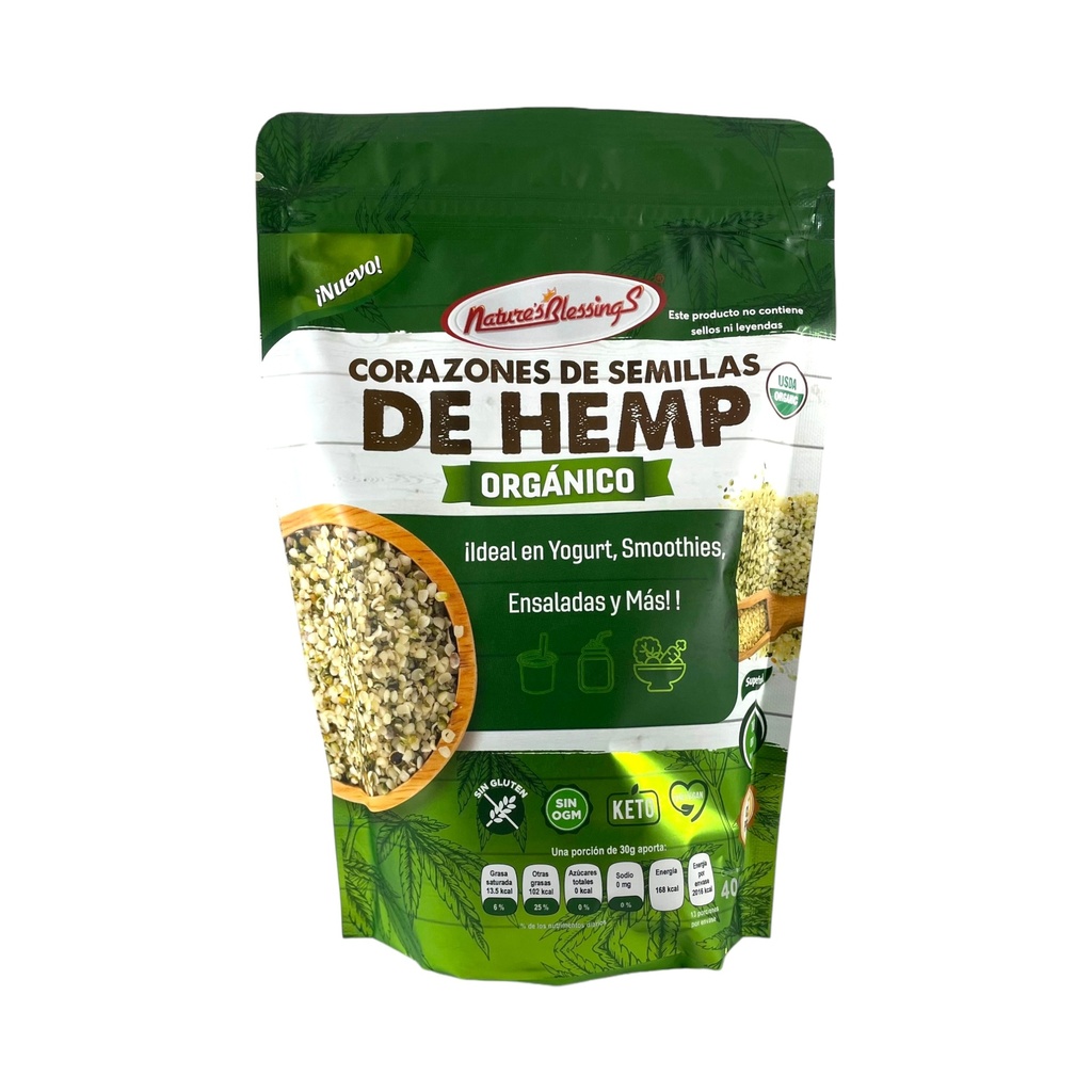 [7503012295462] Corazones de semillas de hemp orgánicos 400gr NATURE´S BLESSINGS