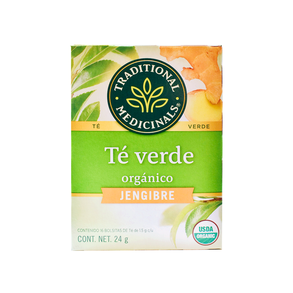 Té verde orgánico con jengibre (16 sobres) 24gr TRADITIONAL MEDICINALS