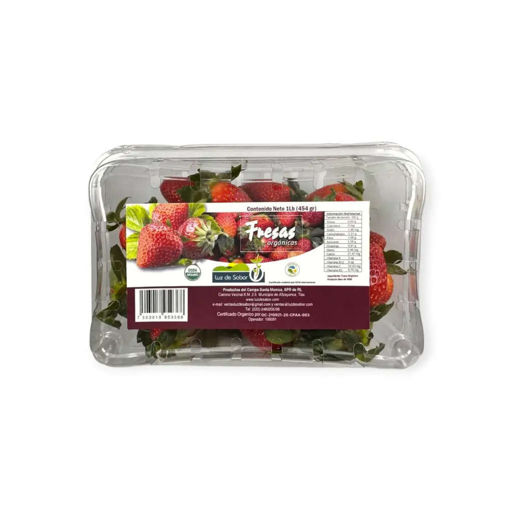 Fresas orgánicas 454gr LUZ DE SABOR
