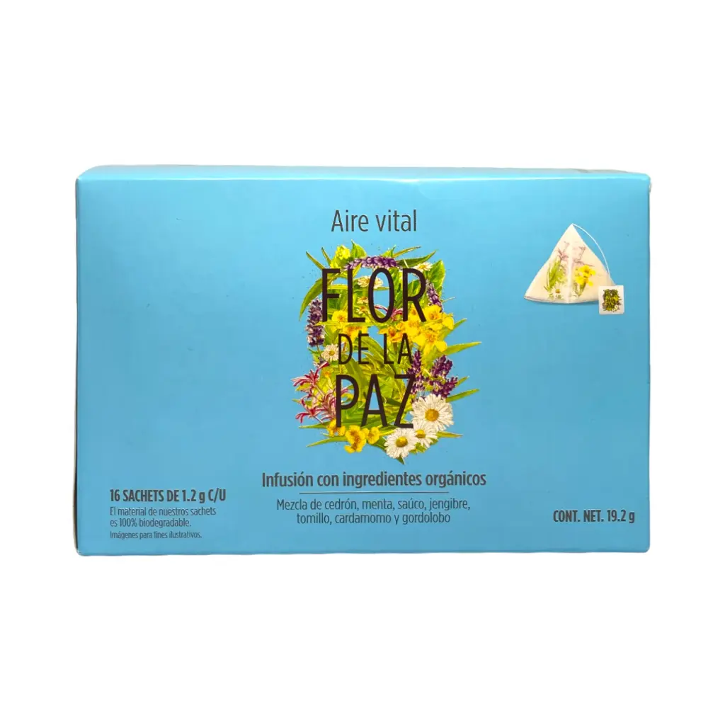 Infusión orgánica Aire vital caja de 16pz FLOR DE LA PAZ