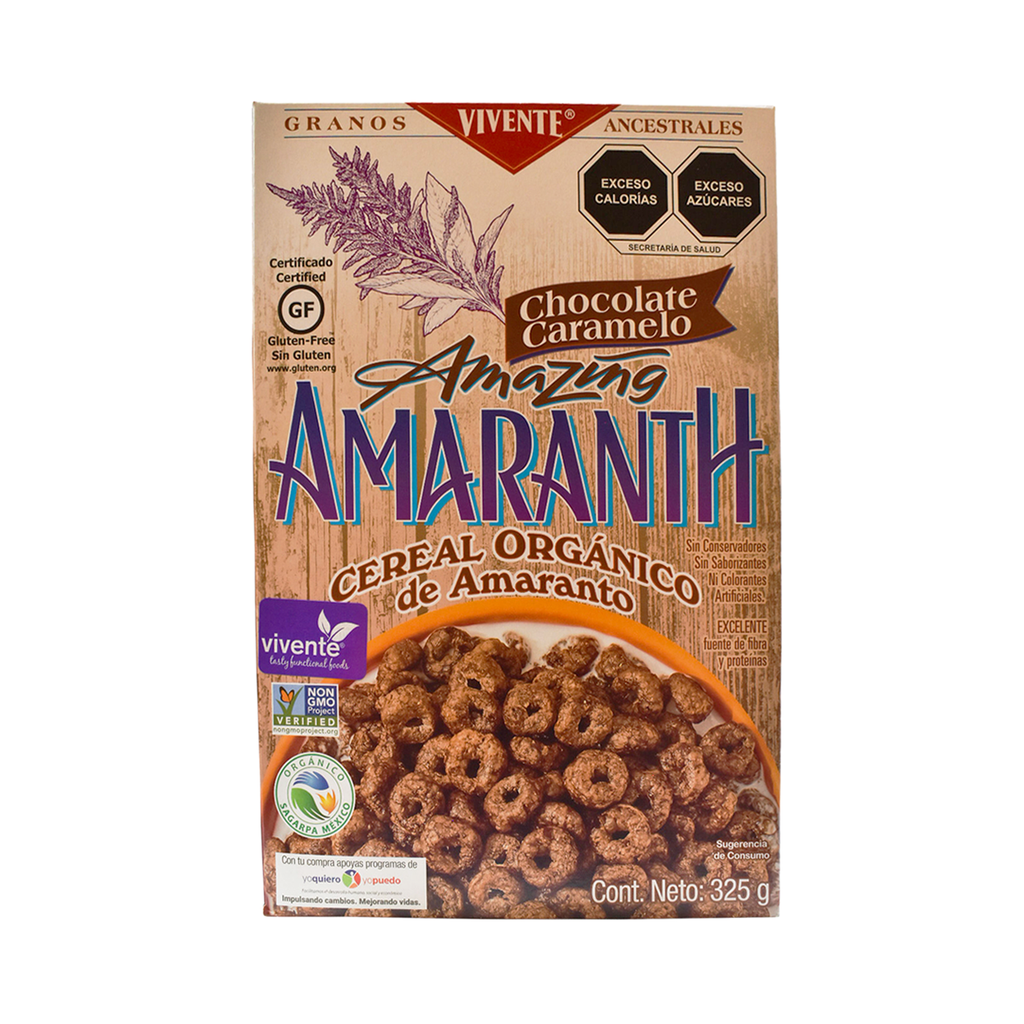 Cereal de amaranto con chocolate y caramelo 325gr VIVENTE
