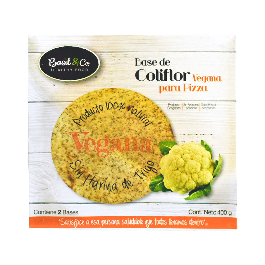 Base para pizza de coliflor vegana 400gr BASIL&CO