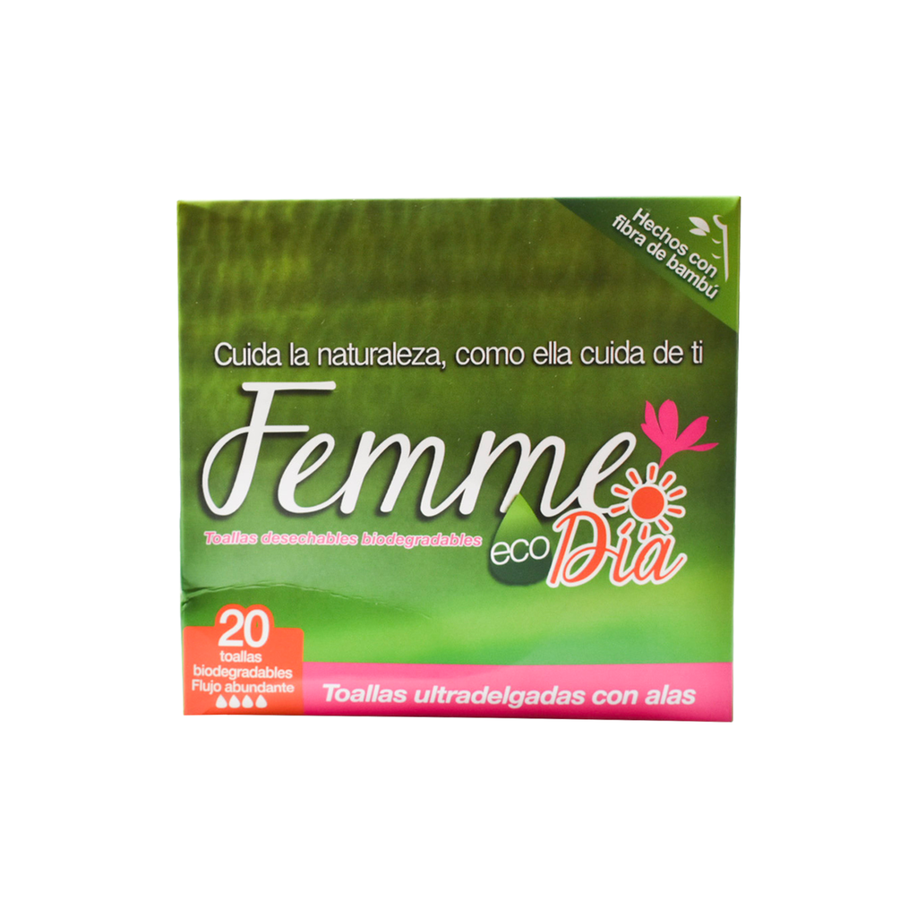 Toallas de día desechables biodegradables 20pz FEMME