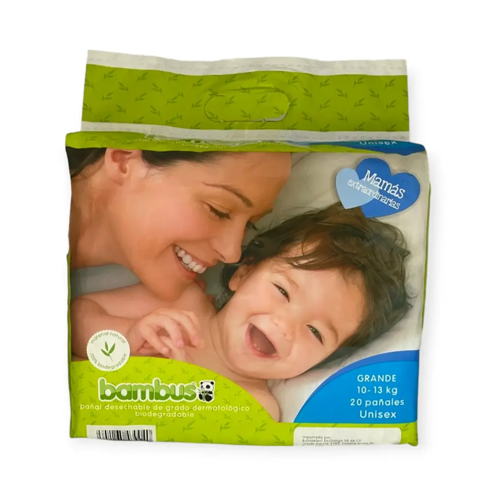 Pañales para bebé grandes desechables biodegradables BAMBUS