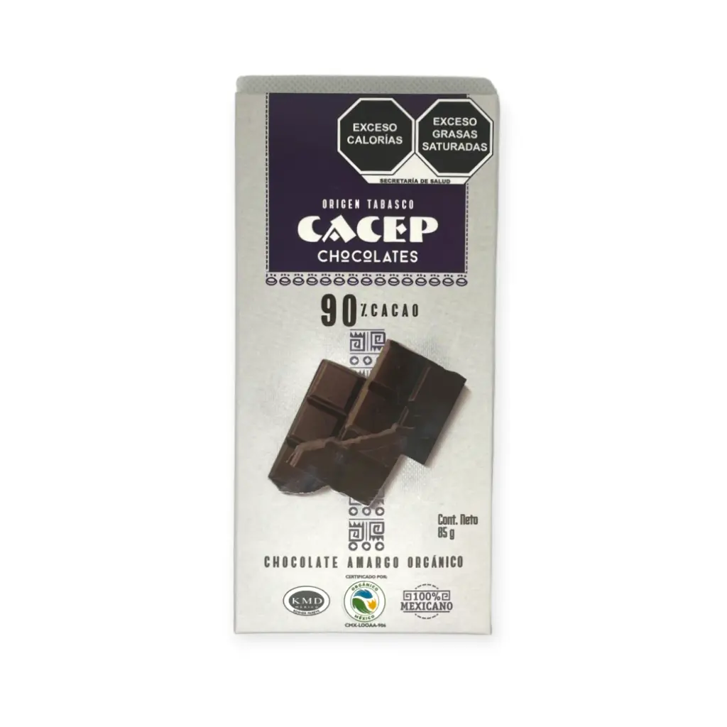[674896000828] Chocolate amargo 90% cacao 85gr CACEP