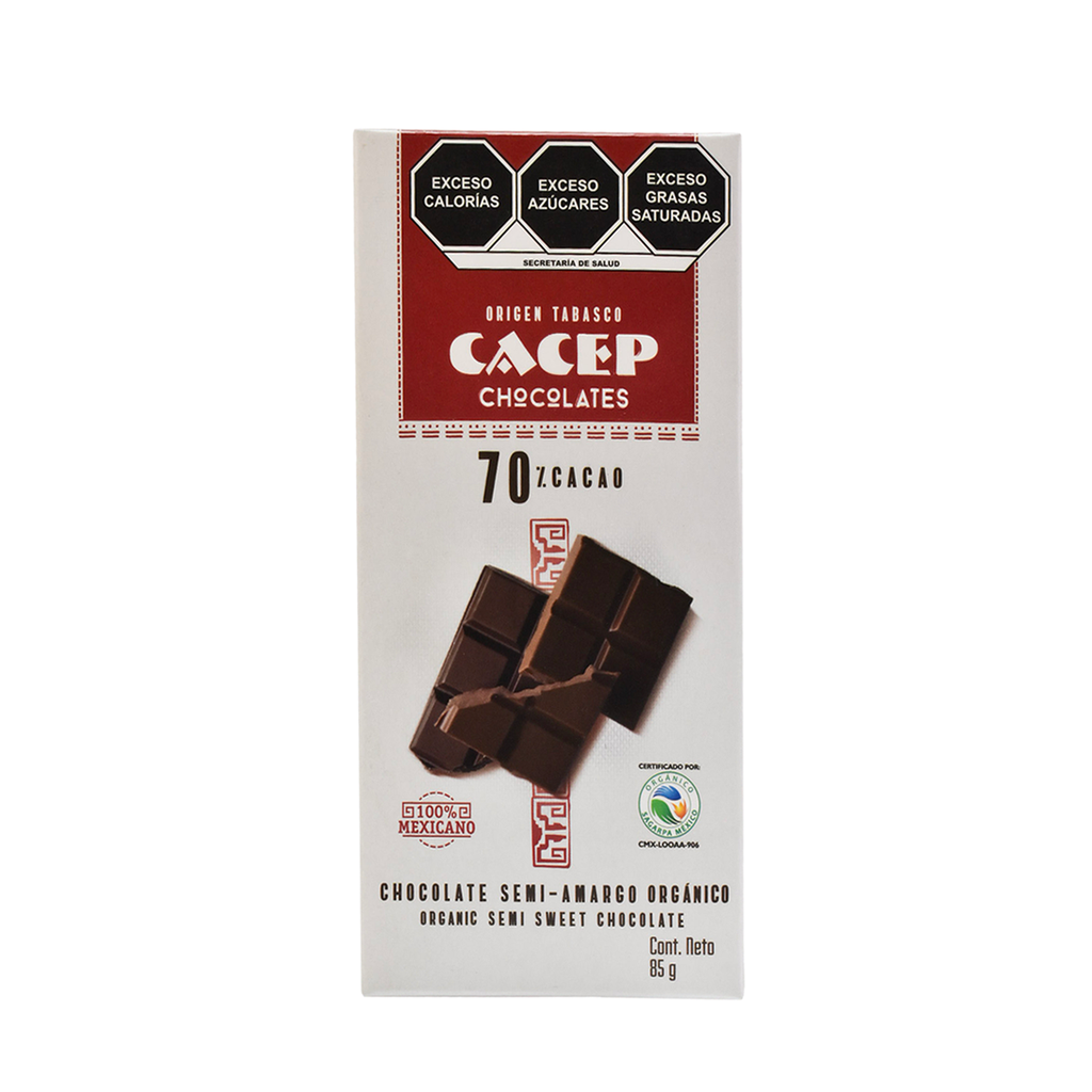 Chocolate semiamargo 70% cacao 85gr CACEP
