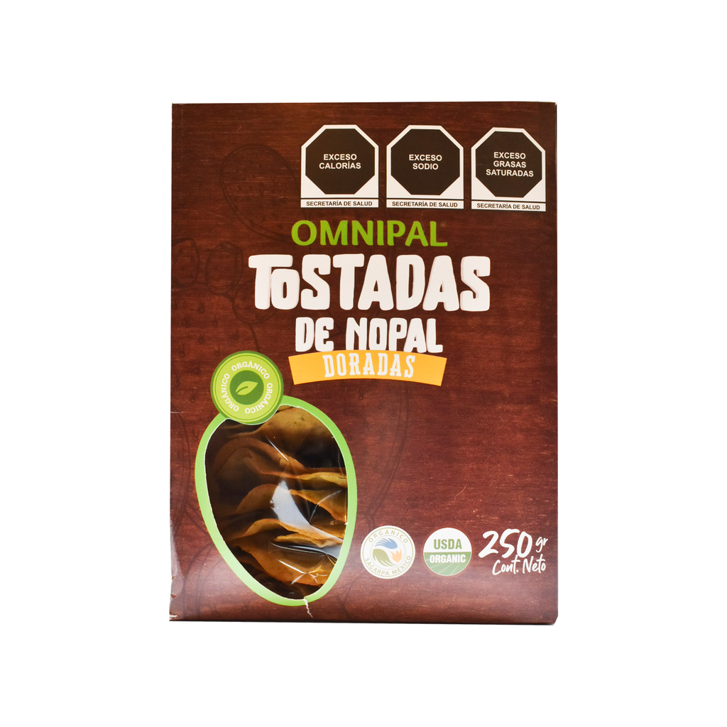 Tostadas de nopal orgánicas doradas 250gr OMNIPAL*