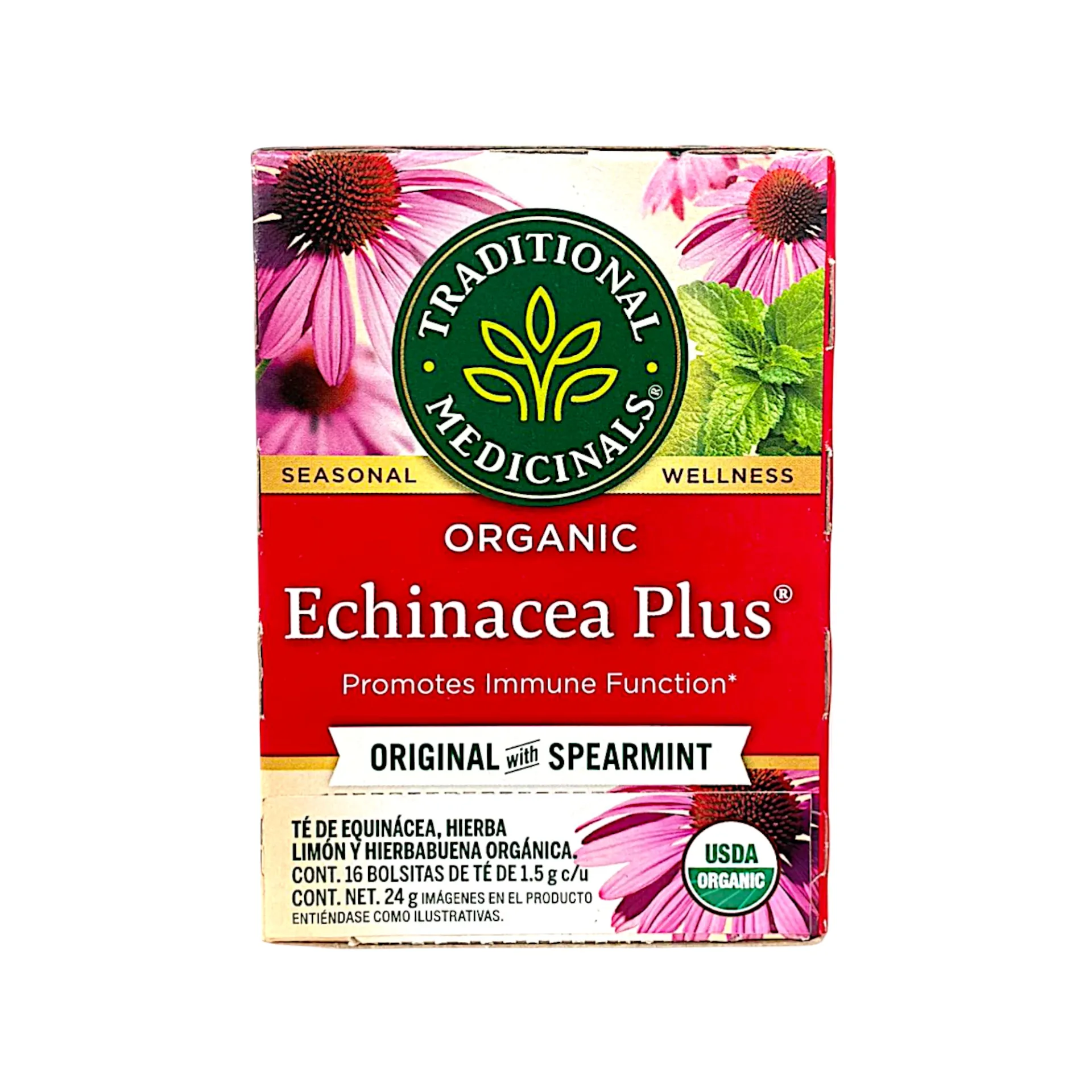 [032917000514] Té orgánico de equinácea con hierbabuena (16 sobres) 24gr TRADITIONAL MEDICINALS