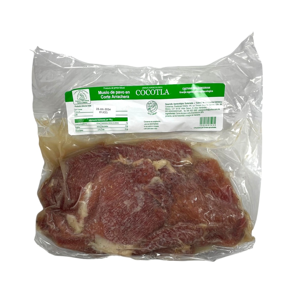 Muslo de pavo en corte arrachera 500gr COCOTLA