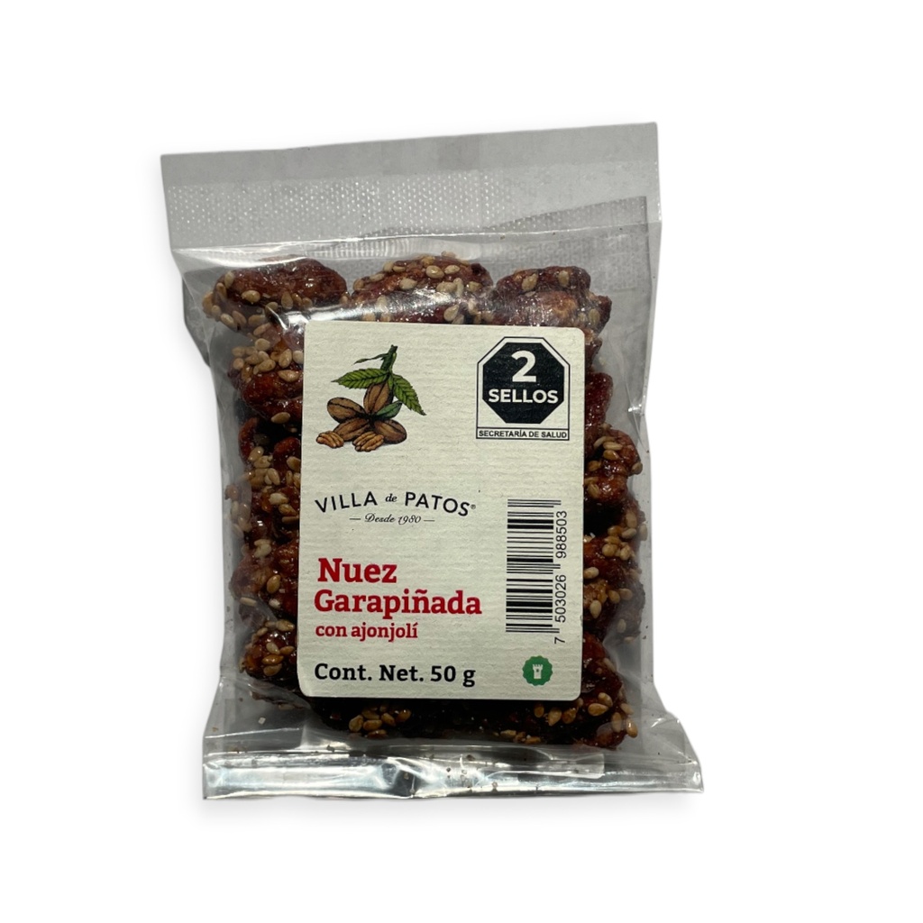 [7503026988503] Nuez garapiñada con ajonjolí 50gr VILLA DE PATOS