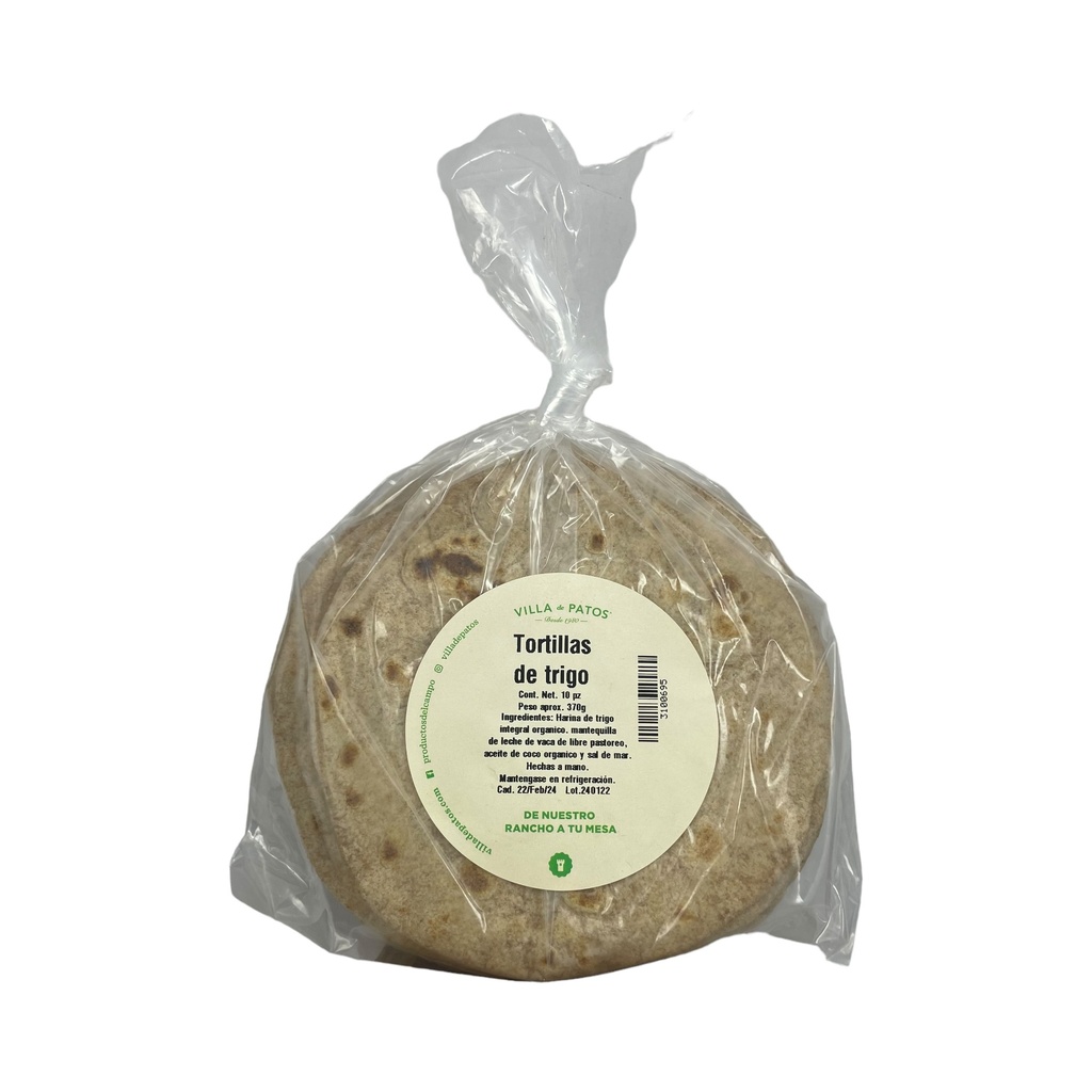 Tortillas de harina de trigo orgánico VILLA DE PATOS